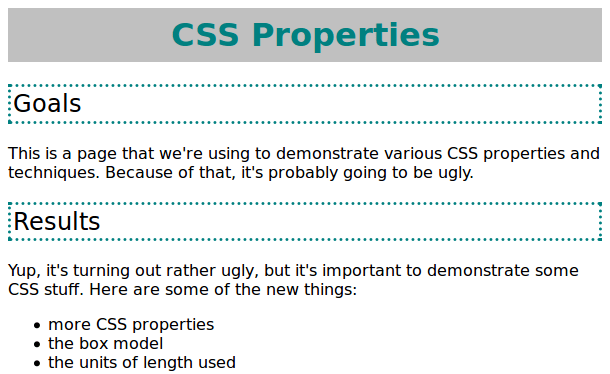 Screenshot of the example page