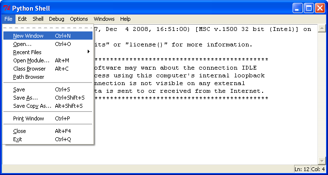 Opening a new program window