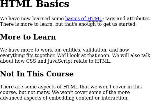 Display of sample HTML page