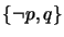 $ \{\neg p ,q\}$