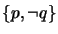 $ \{p, \neg q\}$